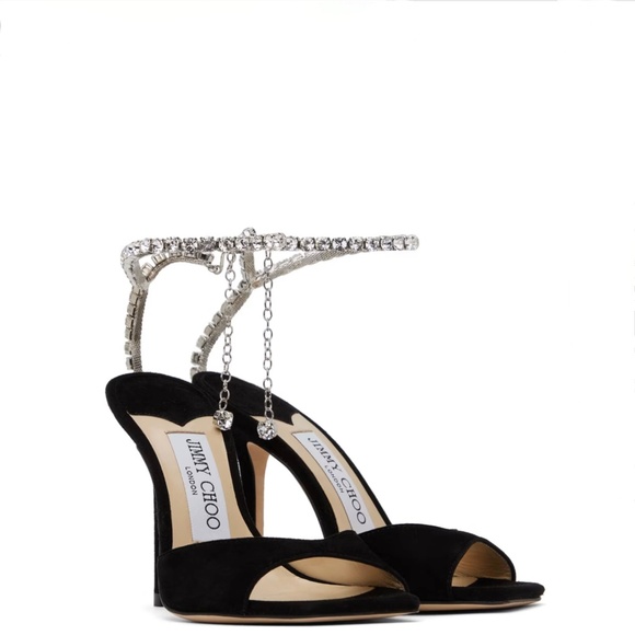 Jimmy Choo 100mm Saeda Suede Stiletto Heel Pumps With Crystals Size US 9.5 - Picture 6 of 11